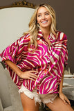 Plataz Zebra Dolman Silky Satin Shirt Top DJPT