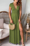 Plataz Solid Slit V Neck Evening Dress HZ1007