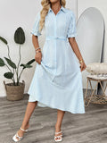 Plataz Button-Down Midi Shirt Dress with Ruffle Sleeves DJPT
