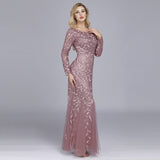 Plataz Multi-Color Long Sleeve round Neck Fishtail Banquet Evening Dress for HZ1007