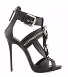 Plataz New Women's Sandals High Heel Metal Buckle Zipper Punk Fish Mouth Fine With The Original List High Quality Shoes