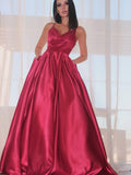 Plataz A-line Spaghetti Straps Satin Backless Prom Dresses with HZ1007