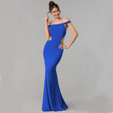Plataz Women's Off Shoulder Maxi Evening Dress ¨C Elegant Formal HZ1007