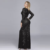 Plataz Multi-Color Long Sleeve round Neck Fishtail Banquet Evening Dress for HZ1007