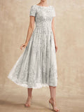 Plataz Scoop Tea-Length Tulle Lace Mother of the Bride HZ1007
