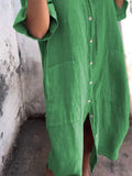 Plataz Size Casual Linen Button-Down Shirt Dress Plus Size DJPT