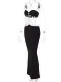 Plataz Black Cut Out Chain Halter Neck Bodycon Photoshoot Elegant Maternity Maxi Dress Maternity
