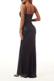 Plataz Formal Solid Sequins V Neck Evening Dress HZ1007