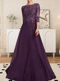 Plataz Scoop Floor-Length Lace Chiffon Mother of the Bride Dress With HZ1007
