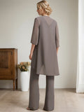 Plataz Jumpsuit/Pantsuit Scoop Floor-Length Chiffon Lace Mother of the Bride Dress With Beading HZ1007