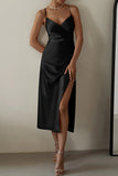 Plataz Simplicity Solid Backless V Neck Evening Dress HZ1007