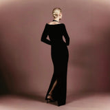 Plataz Rhinestone Bandage Long Sleeve Fall Prom HZ1007