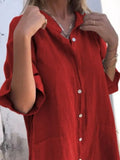 Plataz Size Casual Linen Button-Down Shirt Dress Plus Size DJPT