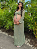 Plataz 2-in-1 Cut Out Side Slit Fashion Vacation Cover Up Beach Photoshoot Maternity Maxi Dress Maternity