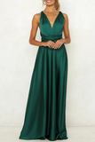 Plataz Elegant Solid Backless Strap Design V Neck Evening Dress HZ1007