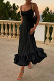 Plataz Formal Solid Patchwork U Neck Evening Dress HZ1007