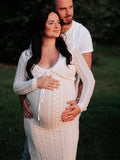 Plataz Ivory Lace Two Piece Set Side Slit V-neck Cami Maxi Dress And Crop Cardigan Elegant Going Out Maternity Photoshoot Baby Shower Maxi Dress Maternity