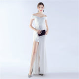 Plataz Satin Off Shoulder Long Evening Dress ¨C Elegant & HZ1007