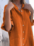 Plataz Size Casual Linen Button-Down Shirt Dress Plus Size DJPT