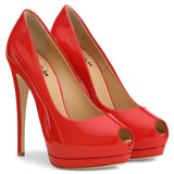 Plataz Heel Waterproof Table Fish Mouth High Heels Mirror Gold And Silver Red Black Patent Leather Single Shoes Chengdu High Quality Shoes