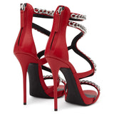 Plataz Red White Black High Heel Sandals Bag Chain Sexy High Heels Chengdu High Quality Shoes