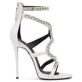 Plataz Red White Black High Heel Sandals Bag Chain Sexy High Heels Chengdu High Quality Shoes