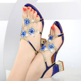 Plataz Drill Sandals Women 2025 New Summer High Heels In Leather Diamond High Heels Coarse Women's Sandals High Quality Shoes