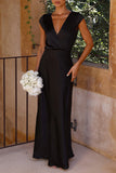 Plataz Formal Solid V Neck Evening Dress HZ1007