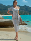Plataz Shoulder Slim Woven Evening Dress ¨C Summer Lady Sexy Party HZ1007