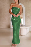 Plataz Formal Solid Bright Silk Strapless Evening Dress Dresses(5 HZ1007