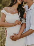 Plataz Off Shoulder Irregular Side Slit Bodycon Fashion Photoshoot Baby Shower Maternity Maxi Dress Maternity