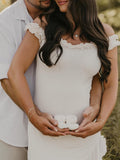 Plataz Off Shoulder Irregular Side Slit Bodycon Fashion Photoshoot Baby Shower Maternity Maxi Dress Maternity