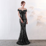 Plataz the Shoulder Sequined Evening Dress: Long Fish Tail, Slim HZ1007