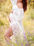 Plataz Lace Off Shoulder Front Slit Maternity For Babyshower Maxi Dress Maternity