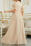 Plataz Elegant Solid Lace V Neck Evening Dress HZ1007