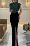 Plataz Prom Sequins Slit Sequined Half A Turtleneck Evening Dresses(3 HZ1007