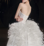 Plataz Mermaid Strapless Neckline Sequin White Tulle Wedding Dresses SD1753 HZ0628