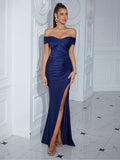 Plataz Mermaid Spaghetti Straps Black Slit Prom Dresses Long Party Dress SD2244 HZ0628