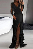 Plataz Patchwork Patchwork V Neck Evening Dress HZ1007