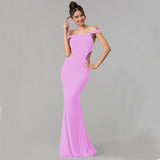 Plataz Women's Off Shoulder Maxi Evening Dress ¨C Elegant Formal HZ1007