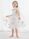 Plataz Sleeveless Floral Embroidered Tulle Toddler Flower Girl HZ1007