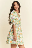 Plataz & Dani Fruits Printed Smocking Mini Dress DJPT