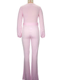 Plataz Solid Color Sashes High Waist V-Neck Long Sleeve Baby Shower Plus Size Maternity Jumpsuit Maternity