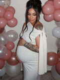 Plataz Strap Ties One Shoulder Mermaid Bodycon Elegant Photoshoot Baby Shower Maternity Maxi Dress Maternity