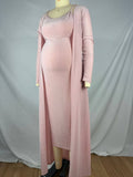 Plataz Pink Bright Wire Long Sleeve 2-in-1 Glitter Bodycon Party Cute Baby Shower Plus Size Cardigan Set Maternity Midi Dress Maternity
