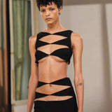 Plataz Hollow-Out Two-Piece Bandage Dress Red Carpet Prom HZ1007