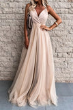 Plataz Formal Solid Mesh V Neck Evening Dress HZ1007