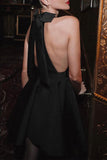 Plataz Solid Backless With Bow Halter Evening Dress HZ1007
