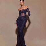 Plataz One-Shoulder Rhinestone Fitted Prom HZ1007
