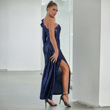 Plataz Shoulder Hollow Out Cutout Dress with Tassel Sequin ¨C Sexy Party Evening HZ1007